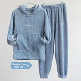 Women Winter Flannel Pajama Set Fleece Pajamas Sleepwear Homewear Thick Warm Velvet Female Suit Fall Sweatshirt Ladies Pyjama