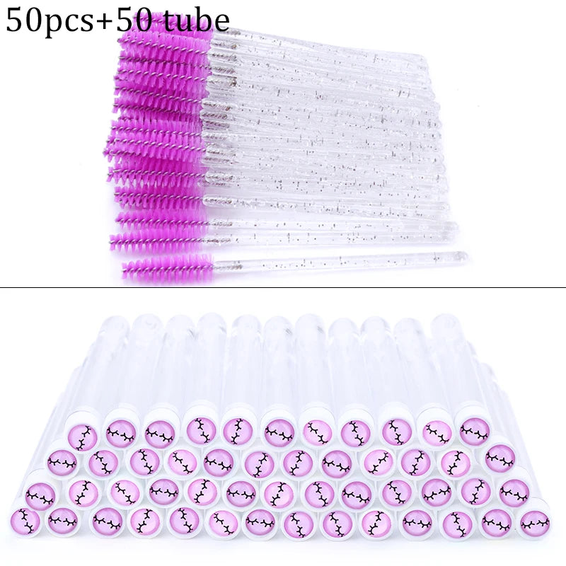 Reusable Eyebrow Brush Tube Disposable Eyelash Brushes Mix Eyebrow Brush with New Eelash Resin Drill Replaceable Makeup Brushes