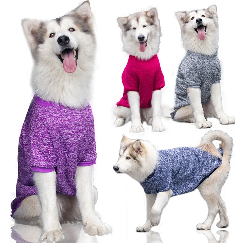 3XL-9XL Winter Warm Large Dog Clothes For Big Dogs Sweater Hoody Pet Wool Sweatshirt Coat For Labrador Samoyed Retriever Alaskan