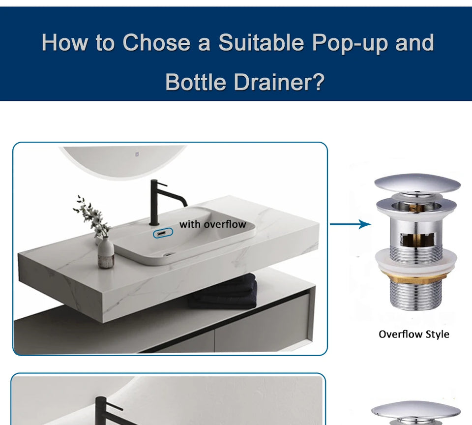 Bathroom Basin Bottle Trap Drain Modern Bathroom Sink P-Trap Set Pop Up Filter Chrome Basin Siphon Horse Accessory Renovation