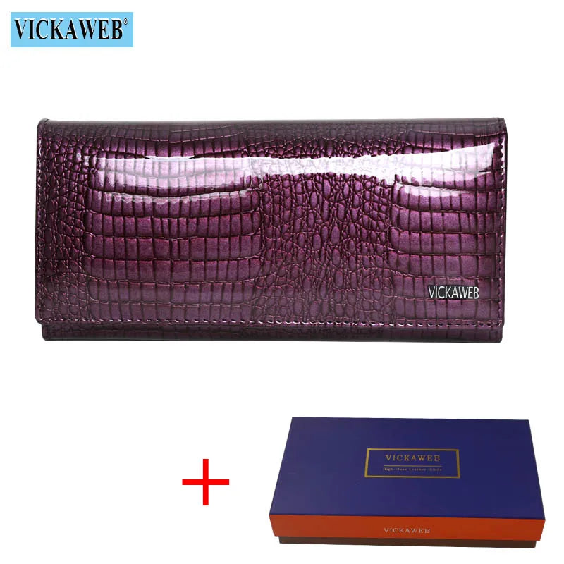 New Women Magnetic Hasp Wallet Genuine Leather Coin Purse Ladies Long Fashion Female Card Hold Money Bag AE501-1