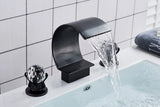 Wanmivezlo Waterfall Bathroom Basin Faucet Deck Mounted Cold Hot Water Mixer Single Hole Water Tap 3 Holes Washing Tap