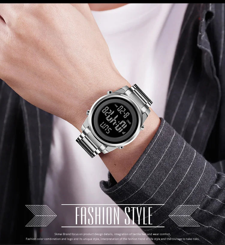 SKMEI Digital 2 Time Mens Watches Fashion LED Men Digital Wristwatch Chrono Count Down Alarm Hour For Mens reloj hombre 1611