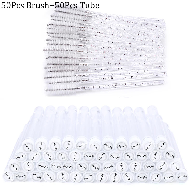 Reusable Eyebrow Brush Tube Disposable Eyelash Brushes Mix Eyebrow Brush with New Eelash Resin Drill Replaceable Makeup Brushes