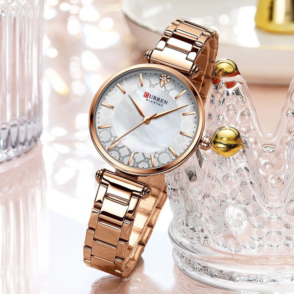 Fashion Stainless Steel Women Luxury Watch Analog Quartz Wristwatch Ladies Elegant Dress Watches Gift Clock Relogio Feminino