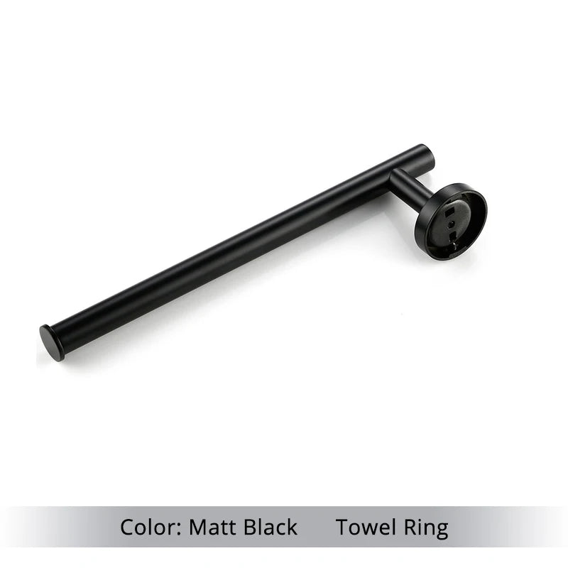 Bathroom Accessories Hardware Set Kit Towel Bar Wall Mount Matt Black Toilet Paper Holder Hand Robe Hook Hanger Stainless Steel
