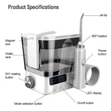 Portable Dental Oral Irrigator Oral Hygiene Water Flosser 4 Jet Tips Nozzles 10 Modes Water Clearner with 600mm Water Tank