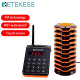RETEKESS T119 Wireless Restaurant Paging System Coaster Vibrater Buzzer Receiver 2-Way Charge for Cafe Food Trucks
