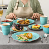 Vancasso Bella-T 16/32/48-Pieces Porcelain Dinnerware Set Vintage Ceramic Plate Set with Dinner Plate,Dessert Plate,Bowl,Mug Set