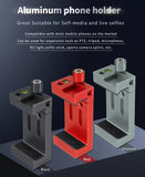 Aluminum Alloy Mobile Phone Holder Clip for Smartphone with Spirit Level Cold Shoe Mount 1/4 3/8 Hole Tripod Head Clamp Bracket