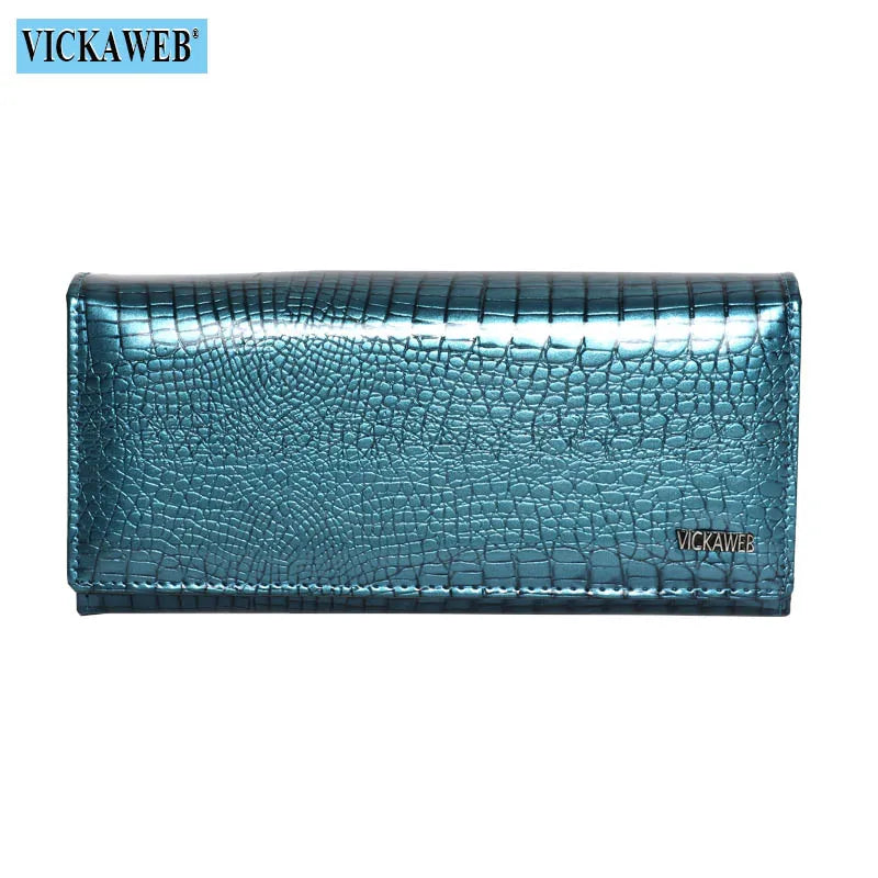New Women Magnetic Hasp Wallet Genuine Leather Coin Purse Ladies Long Fashion Female Card Hold Money Bag AE501-1
