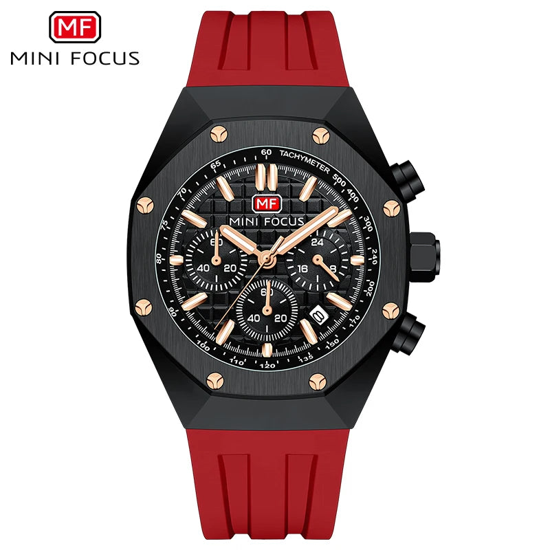 MINI FOCUS Watches Men Blue Silicone Strap Sport Watch Waterproof Luminous Chronograph Quartz Wristwatch часы мужские reloj 0417