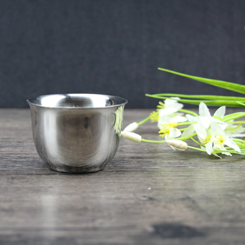 Mini Stainless Steel Double Wall Coffee Cup  Resistant Tea Cups 50ml