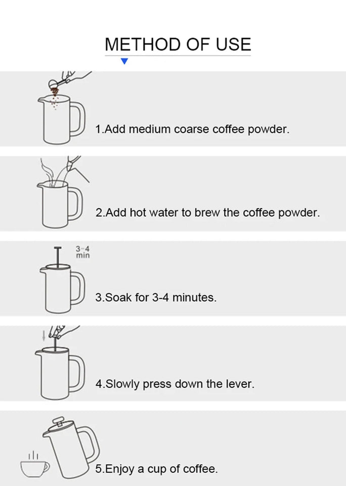 1.5L / 2L Coffee Maker French Press Stainless Steel Espresso Coffee Machine French Press Double-Wall Insulated Coffee Tea Maker
