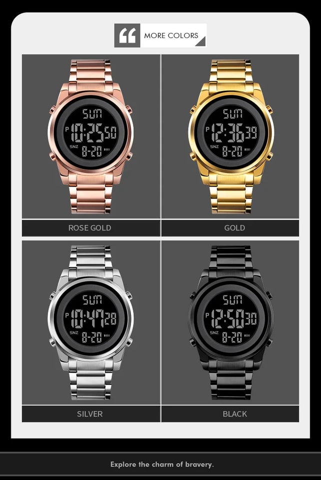 SKMEI Digital 2 Time Mens Watches Fashion LED Men Digital Wristwatch Chrono Count Down Alarm Hour For Mens reloj hombre 1611