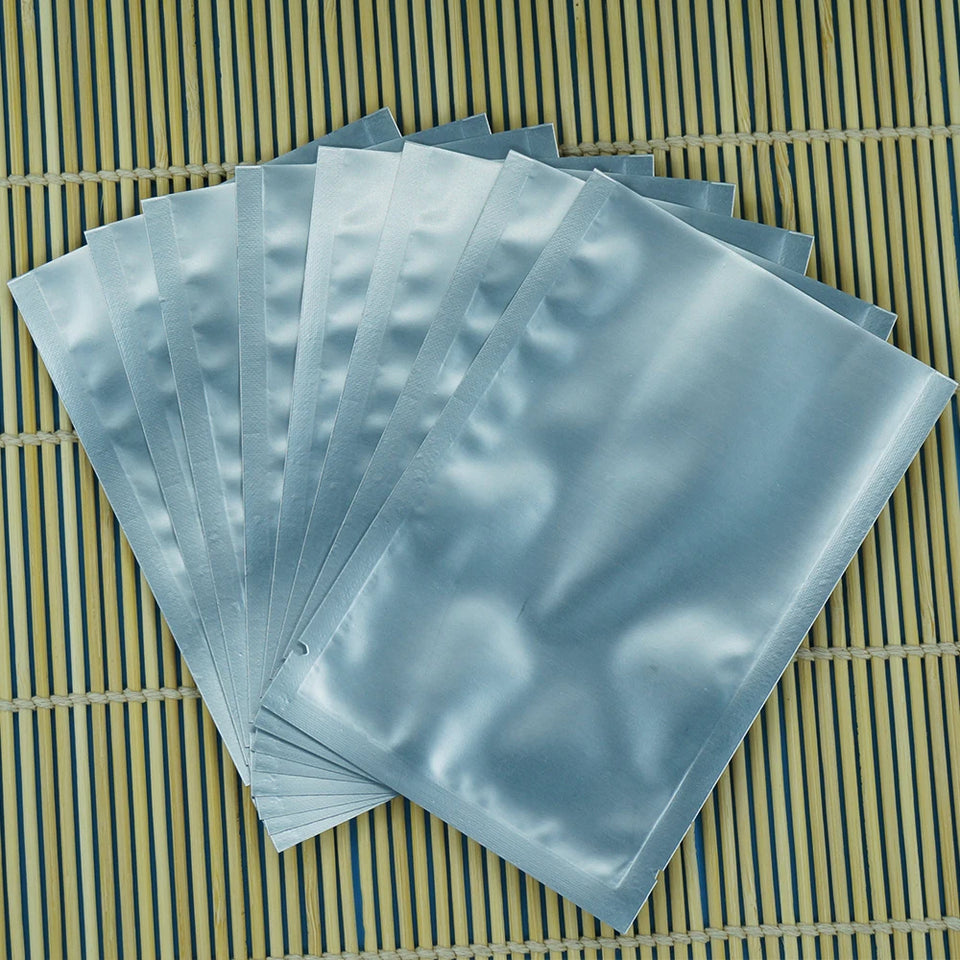 100pcs Silver Dumb Aluminum Foil Bags Heat Seal - Top Open Mylar Foil Bag Matte Surface Plastic Food Package Spices/Sauce Pouch
