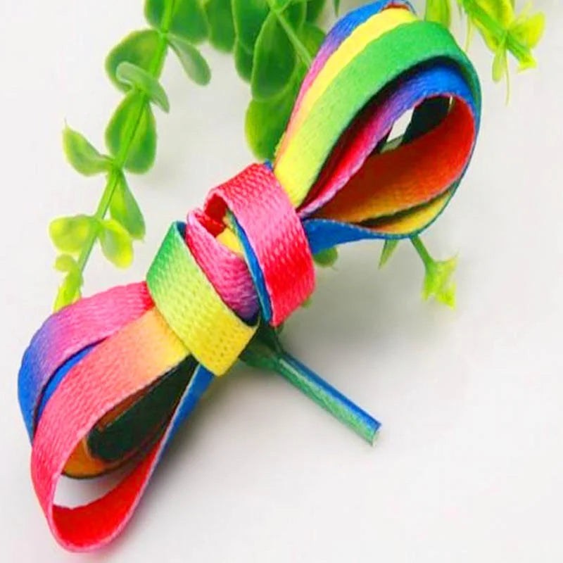 1Pair Colorful Flat Shoe laces Rainbow Gradient Shoelaces for High-top Canvas Sneaker Laces Shoes accessories Shoelace Strings