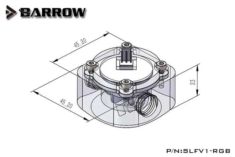 Barrow PC Water Cooling Flow Meter Indicator 5V 3 Pin LRC2.0 Version SLFV1-RGB for Water Cooling System RGB Flow Monitor