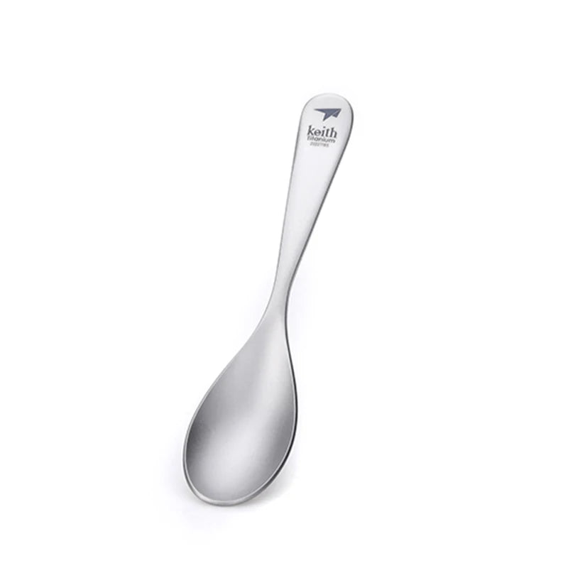 Keith Pure Titanium Rice Spoon Dessert Ice Cream Table Spoon for Kid Restaurant Picnic Tableware Bacteriostatic Healthy Flatware