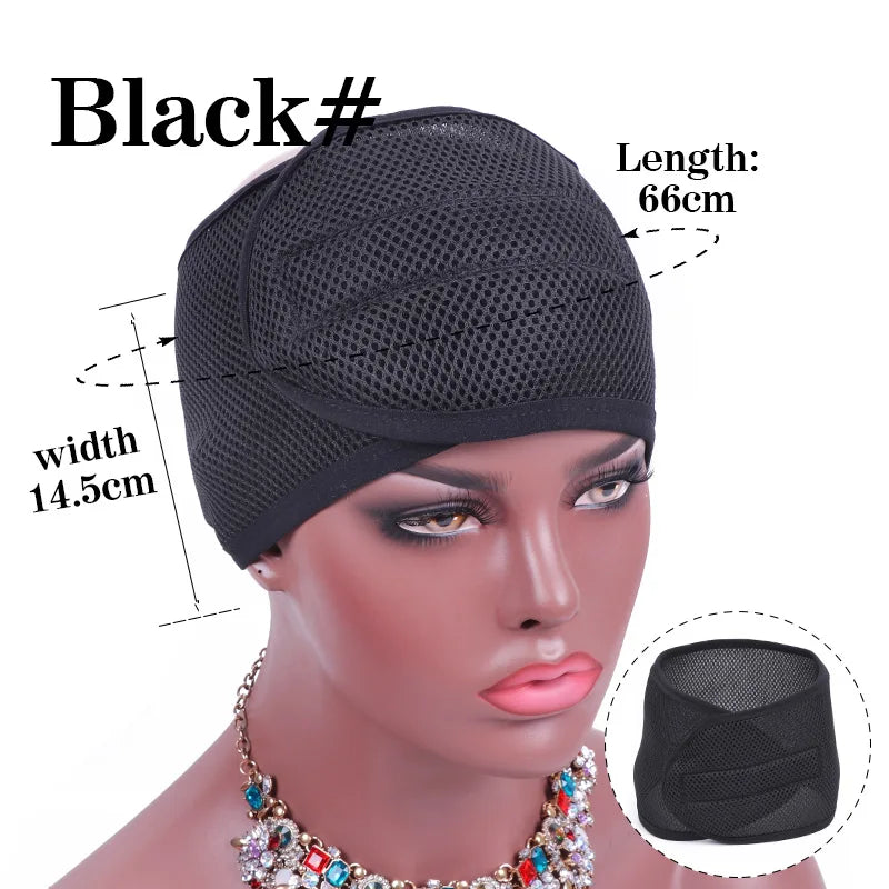 Nunify New Fashion Non Slip Adjustable Lace Wig Headband Foam Mesh Wrap Wig Band Soft Polyester Mesh Belt Bonnets