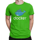 Men Docker Logo T Shirt Linux Javascript Computer Cotton Sweatshirt Funny Short Sleeve Round Neck Tees Graphic T-Shirts