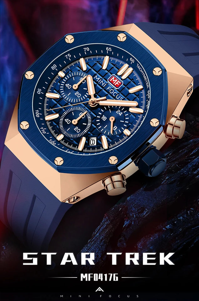 MINI FOCUS Watches Men Blue Silicone Strap Sport Watch Waterproof Luminous Chronograph Quartz Wristwatch часы мужские reloj 0417