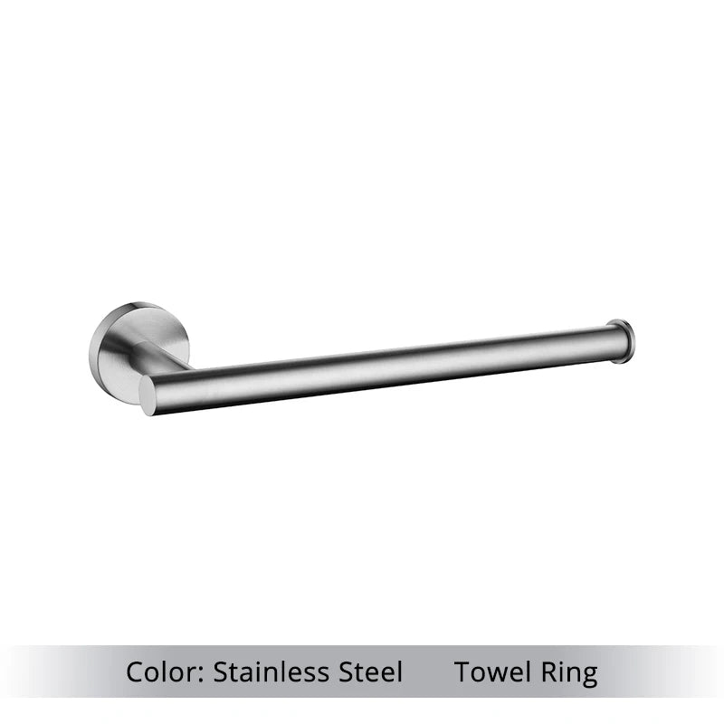 Bathroom Accessories Hardware Set Kit Towel Bar Wall Mount Matt Black Toilet Paper Holder Hand Robe Hook Hanger Stainless Steel