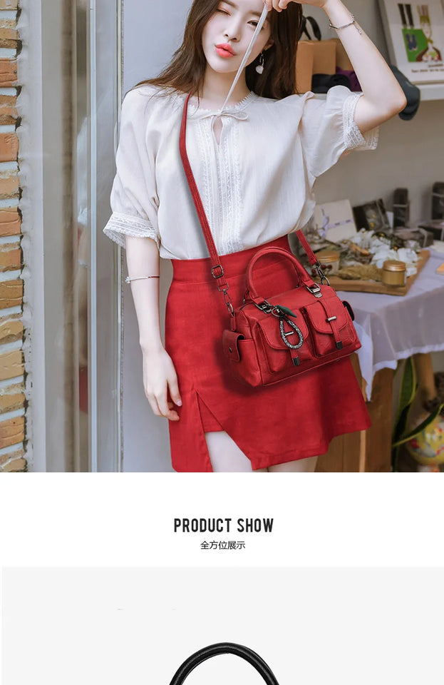 Luxury Brand Designer Women'S Handbag Fashionable Soft Leather Shoulder Bag Large Capacity Crossbody Bag Classic Retro Tote Bag