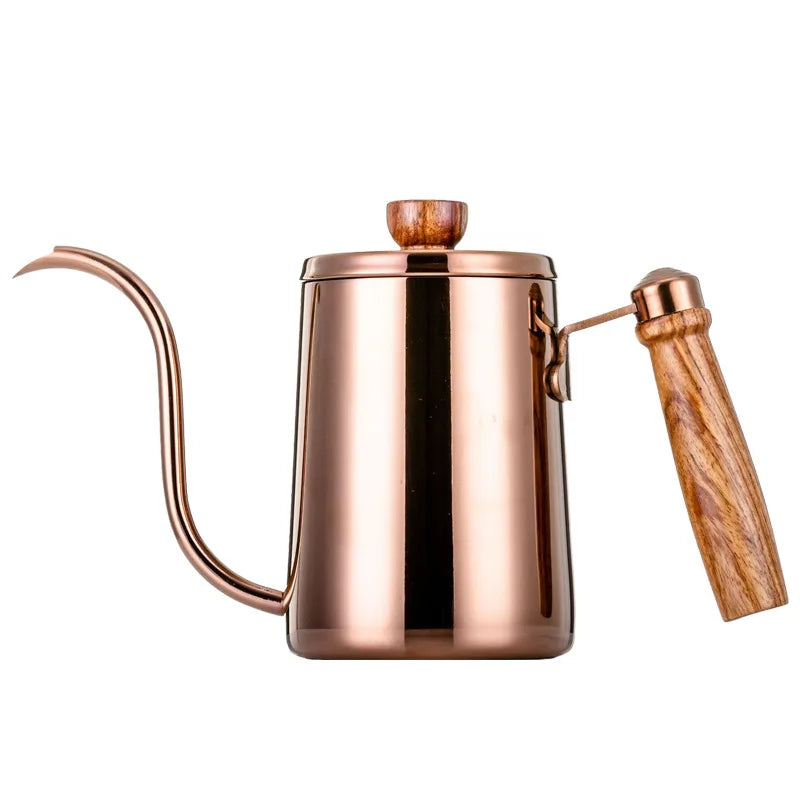 600ML Non-stick Stainless Steel Pour Over Coffee Tea Pot with Thermomet Long Narrow Spout Hand Drip Kettle Coffee Accessories