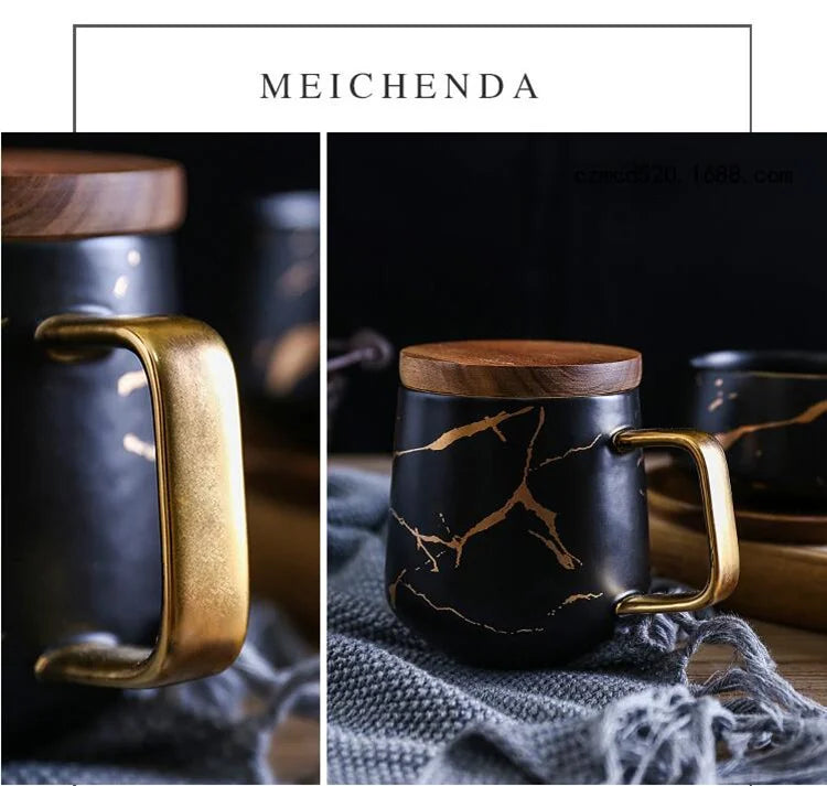 Coffee Mugs Marble Gold Inlay Mug Breakfast Mug Office Home Drinkware Milk  Cup Dropshipping