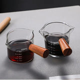 Wooden Handle Coffee Milk Cup 50-100ml Creative Italian Glass Coffee Measuring Cup
