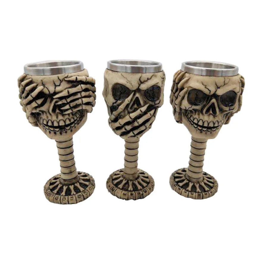 Creative Skull Mugs Cool Beer Mug 3D Resin & Stainless Steel Coffee Cups and Mugs Water Glass Wine Pub Bar Decoration Halloween
