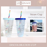 5Pcs Tumbler with Straw Plastic Coffee Cup BPA Free Creative Straw Cup With Logo Change Color Water Bottle 710ml Coffee Tumblers
