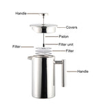 1.5L / 2L Coffee Maker French Press Stainless Steel Espresso Coffee Machine French Press Double-Wall Insulated Coffee Tea Maker