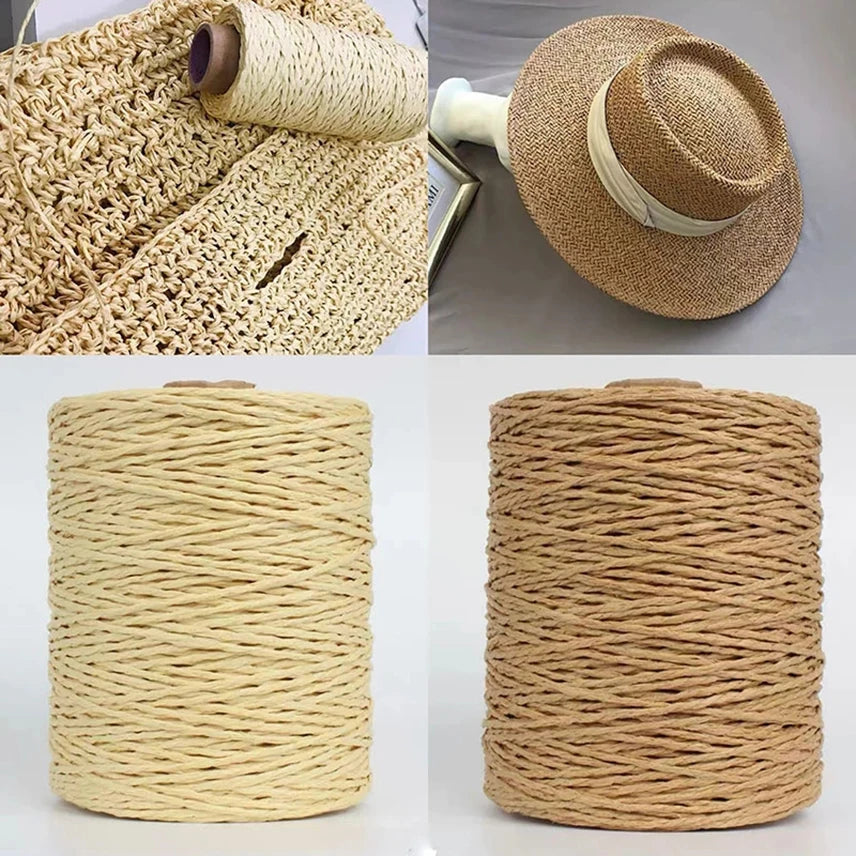 280-300M/roll Natural Raffia Straw Yarn for Knitting Crocheting Paper Threads Diy Handmade Summer Sunhat Beach Bag Freeshipping