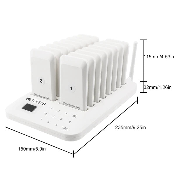 RETEKESS TD157 Restaurant Pager System Pagers 984ft Long Range Beepers for Food Truck Bars  Food Court No Vibration Mode