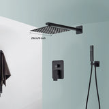 Black Shower Faucets System Bathroom Wall Mounted Rainfall Shower Kit Concealed Embedded Box Hot Cold Water Mixer Tap SUS304