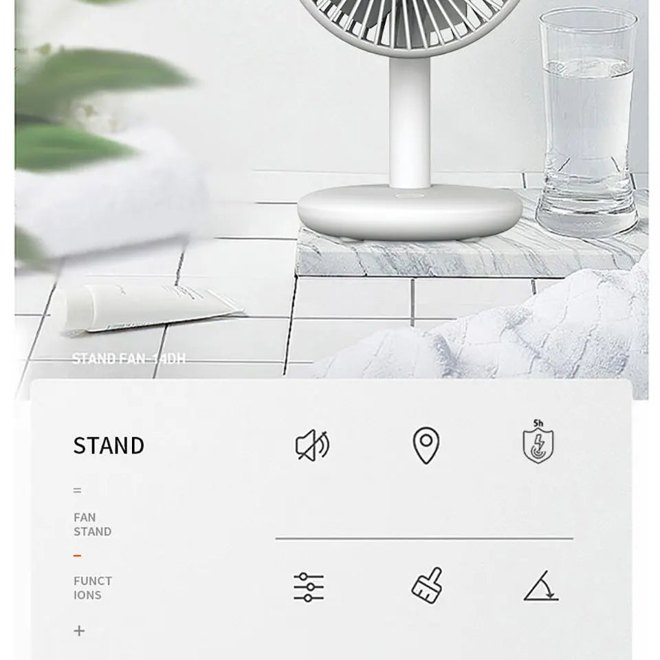THANKSHARE Desktop Fan 2000mAh Battery Capacity USB Charging Desk Super Mute Laptop Cooler Desktop Fan 4 Speed Cooling Gadgets