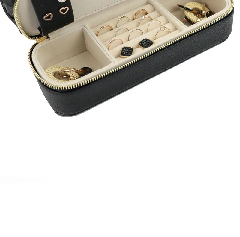 Personalized Cosmetic Bag Pu Leather Women Travel Makeup Bag with Jewelry Organizer Case 2 in 1 Ladies Travel Clutch Pouch