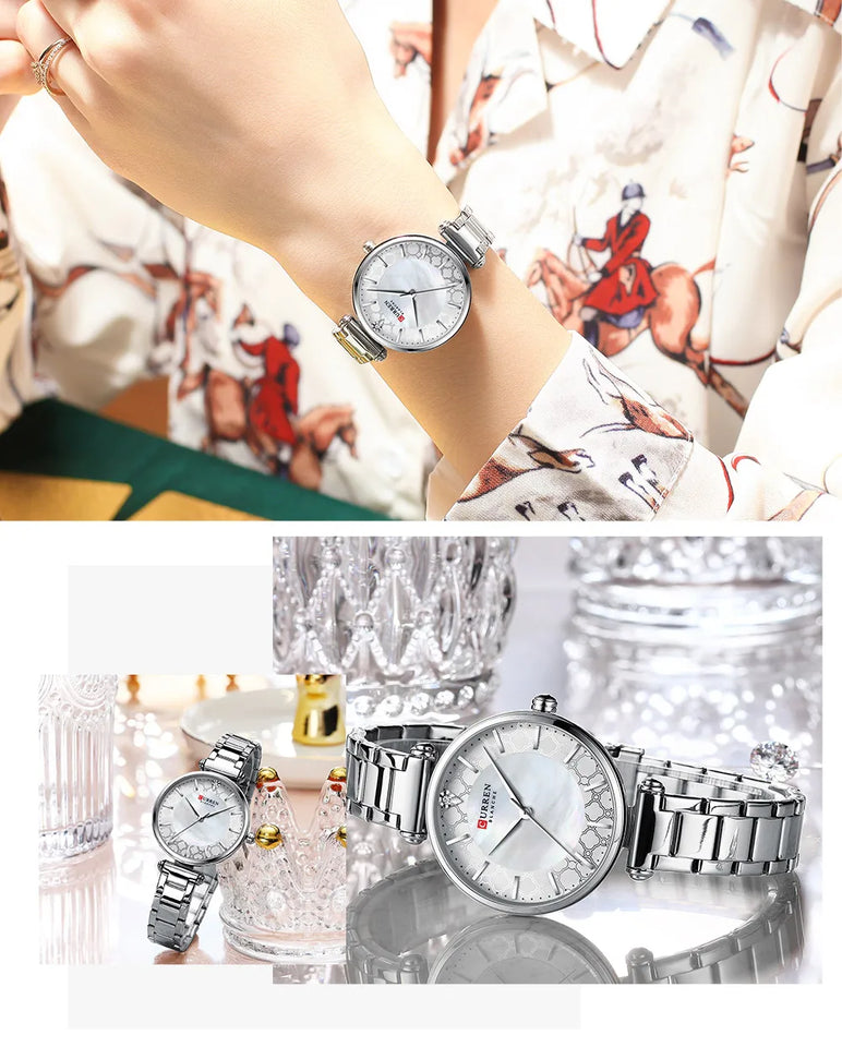 Fashion Stainless Steel Women Luxury Watch Analog Quartz Wristwatch Ladies Elegant Dress Watches Gift Clock Relogio Feminino