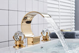 Wanmivezlo Waterfall Bathroom Basin Faucet Deck Mounted Cold Hot Water Mixer Single Hole Water Tap 3 Holes Washing Tap