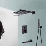 Black Shower Faucets System Bathroom Wall Mounted Rainfall Shower Kit Concealed Embedded Box Hot Cold Water Mixer Tap SUS304