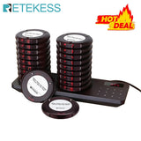 RETEKESS T119 Wireless Restaurant Paging System Coaster Vibrater Buzzer Receiver 2-Way Charge for Cafe Food Trucks
