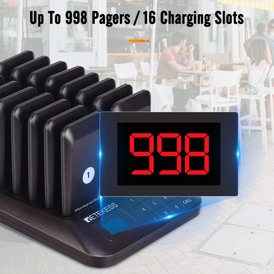 RETEKESS TD157 Restaurant Pager System Pagers 984ft Long Range Beepers for Food Truck Bars  Food Court No Vibration Mode