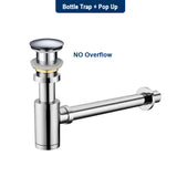 Bathroom Basin Bottle Trap Drain Modern Bathroom Sink P-Trap Set Pop Up Filter Chrome Basin Siphon Horse Accessory Renovation