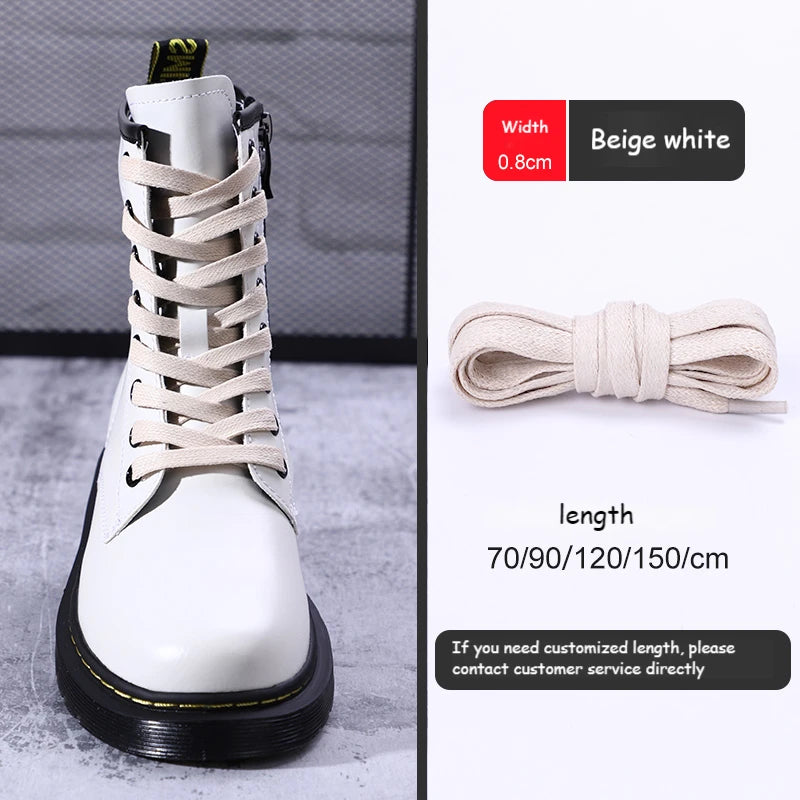 1Pair Waxed Cotton Shoelaces 8mm Width Flats Waterproof Shoe laces Unisex Boots Casual Sneakers Shoelace Leather Laces Shoes