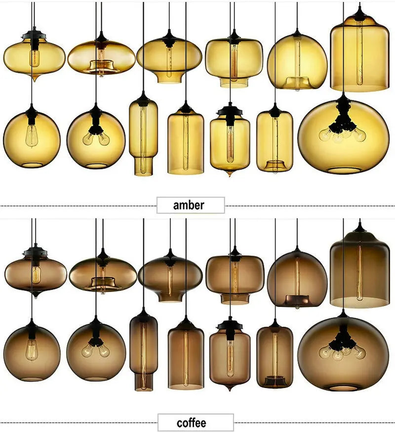 Modern Restaurant Chandelier Light Blown Colorful Glass  Lampshade Glass Ceiling Hanging Lamps Living Room Coffee Room Office