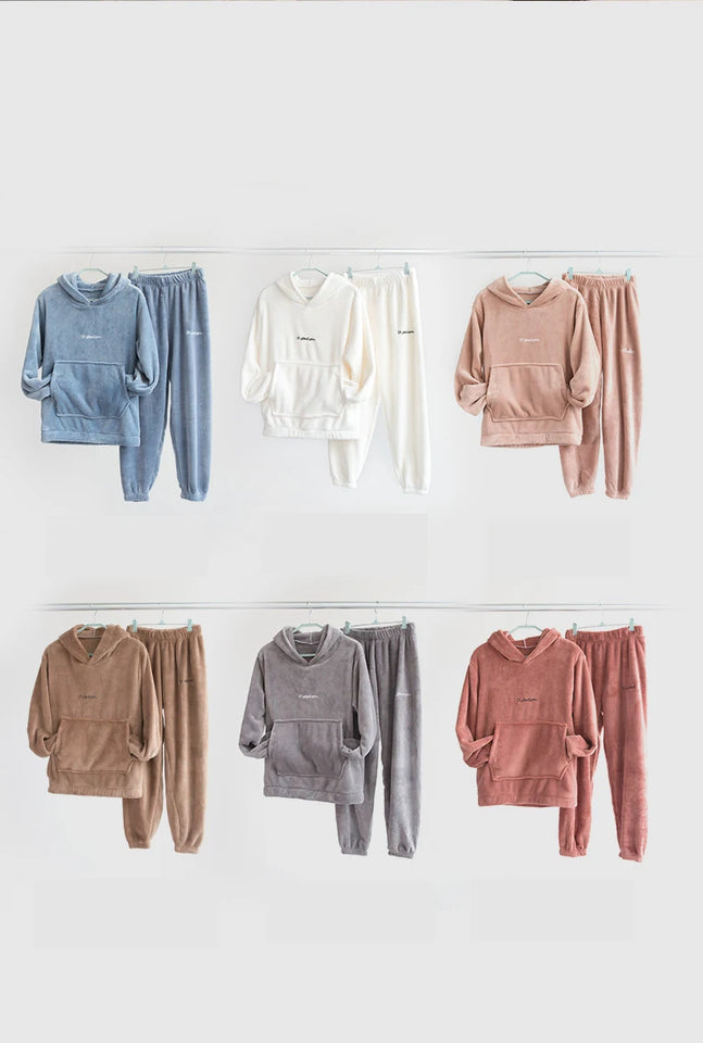 Women Winter Flannel Pajama Set Fleece Pajamas Sleepwear Homewear Thick Warm Velvet Female Suit Fall Sweatshirt Ladies Pyjama