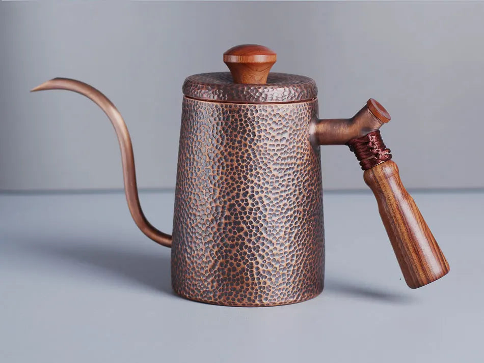 Pure Red Copper Coffee Tea Pot Cup Spoon Set Drinkware Long Gooseneck Spout Kettle Hand Drip Kettle turkish Coffee Maker Set