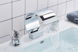 Wanmivezlo Waterfall Bathroom Basin Faucet Deck Mounted Cold Hot Water Mixer Single Hole Water Tap 3 Holes Washing Tap